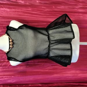 black mesh peplum top